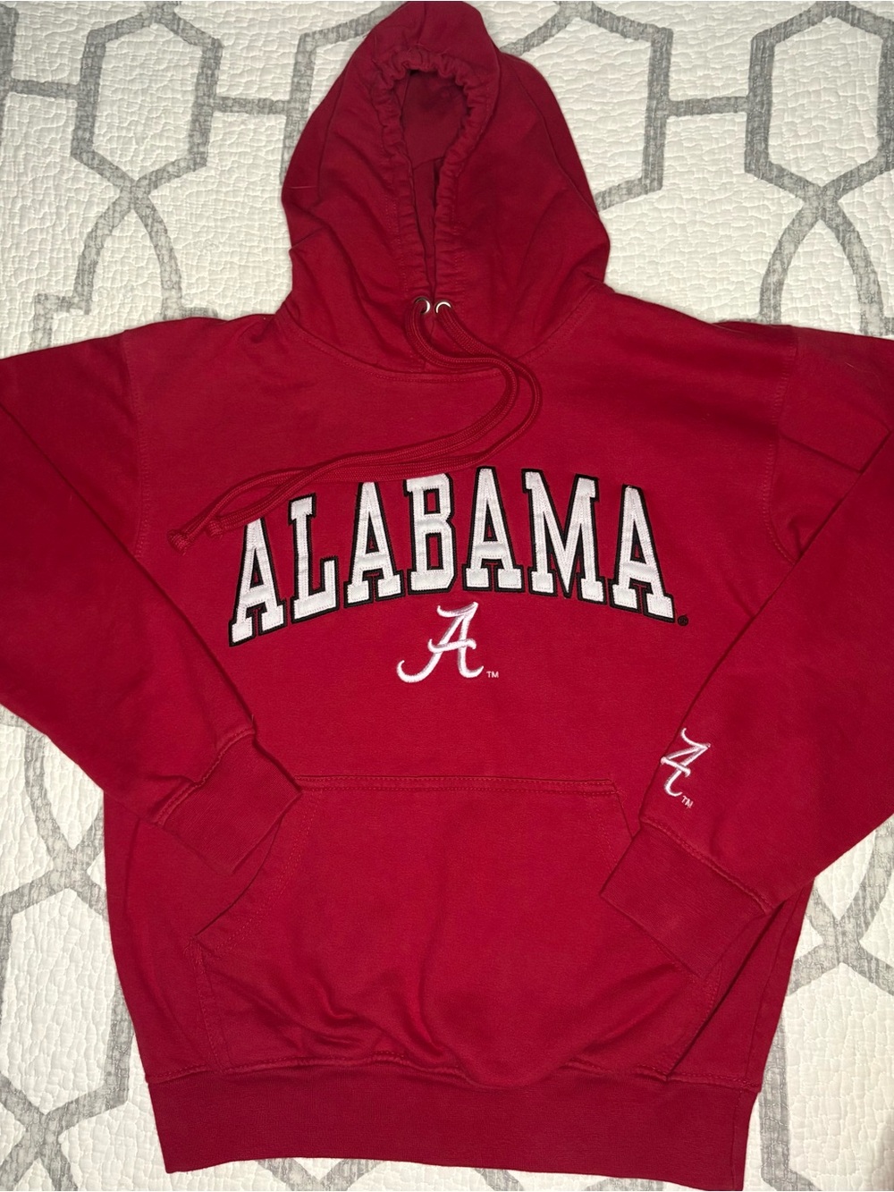 Y2K Alabama Crimson Red Hoodie with Script A Vintage Size Small